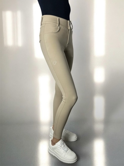 Beżowe bryczesy z pełnym lejem silikonowym EquiGleam