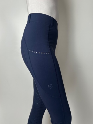 Granatowe legginsy jeździeckie Crystalline z pełnym lejem