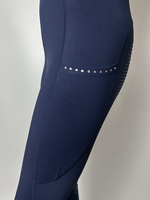 Granatowe legginsy jeździeckie Crystalline z pełnym lejem Granatowe legginsy jeździeckie Crystalline z pełnym lejem